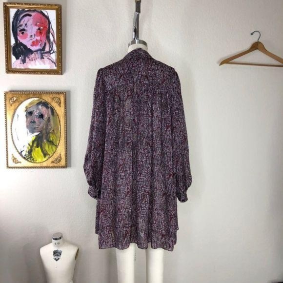 Rebecca Minkoff Silk Long Sleeve Caged Lace Up Tun - Picture 4 of 5